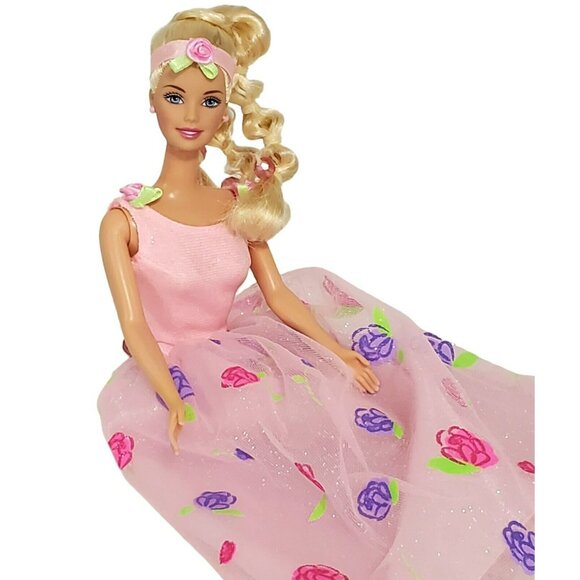 Barbie Rose Princess Doll Magic Growing Hair Pink Glitter Dress Skirt Earrings - Picture 2 of 16